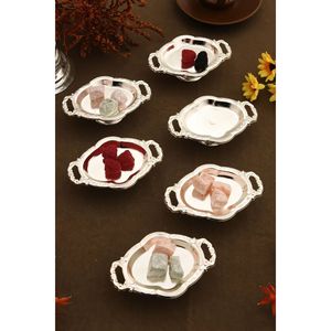Juego de 6 Cajas Ovaladas con Asa para Delicias Turcas, Modelo Mini Plateado de Mucit Home - Product Image 3