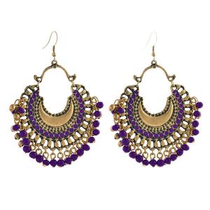 Pendientes colgantes con cuentas afganas chapados en oro antiguo Kriaa, candelabro de moda 1311001J - Product Image 1