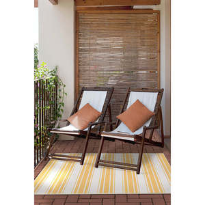 Marina sọc ngoài trời Thảm hiện đại trong nhà-ngoài trời Jacquard Thảm màu vàng không thấm nước tái chế vật liệu nhựa cho khách du lịch - Product Image 2