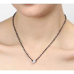 Collar Mangalsutra de Plata Pura para Esposa con Perlas de Diamante en Forma de Bola y Cuentas Chapadas en Oro, Estilo Étnico Religioso con Pavé Dorado - Product Image 6