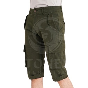 Shorts cargo pour homme en coton toile respirant, couleur unie, style streetwear, coupe ample, multi-poches, grandes tailles, pour l'été. - Product Image 2