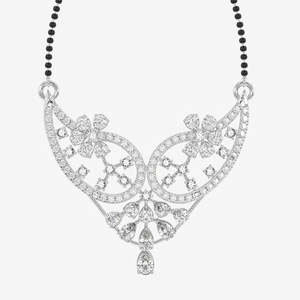 Women's 18K Gold Mangalsutra <b>Necklace</b> with Round & Pear Cut Moissanite Diamond Elegant Jewelry - Product Image 4