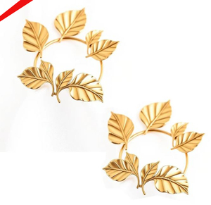 Servilletero de metal con diseño de hoja con acabado dorado de alta calidad para restaurante - Product Image 1