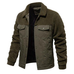 Mens Autumn Winter Eco-Friendly <b>Patchwork</b> Fleece <b>Jacket</b> with Stand Collar Windproof Casual Zipper Front Custom Logo OEM Service - Product Image 4