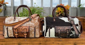 Main usiné et cheveux sur cuir de vachette grand sac polochon en cuir véritable sac à bagages de nuit voyage sacs de week-end pour unisexe - Product Image 6