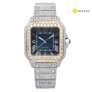 Montre Moissanite du fournisseur indien, montre-bracelet de luxe populaire en diamant, montre Moissanite hip-hop de style rappeur à faible coût - Product Image 1