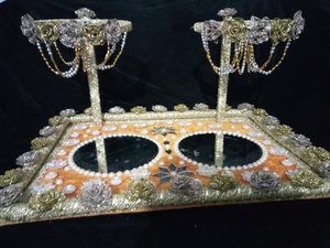 2025 cadeau Mehndi assiettes nouveauté fantaisie Net plateau de mariage mariage Mehndi coloré Thaal OEM entretenu personnalisé picorer - Product Image 3