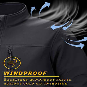 Vêtements de travail d'hiver personnalisés pour hommes Veste softshell coupe-vent imperméable Doublure en polaire Col montant Fermeture éclair Logo à l'avant - Product Image 4