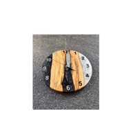 Jam dinding kayu Resin epoksi kualitas terbaik jam dinding restoran dan logo kustom untuk dekorasi rumah ruang tamu dekorasi dinding rumah kayu Resin