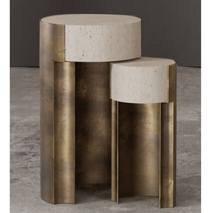 Table d'appoint ronde en métal au design exclusif, table basse de qualité antique, taille personnalisée, en aluminium et laiton - Product Image 4