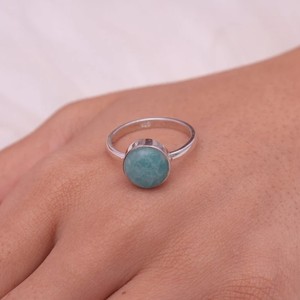 925 Sterling Silver Bulk Ring Supply Natural Green Amazonite Gemstone Rings Lot pour les filles Fine Fashion Jewelry for Party - Product Image 5
