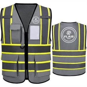 Chaleco de seguridad para hombres y mujeres, 7 bolsillos, chaleco de seguridad reflectante de alta visibilidad, cremallera frontal - Product Image 1