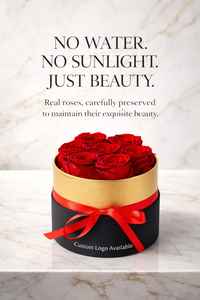 กล่องดอกกุหลาบอมตะทรงกลมสีชมพู Glamour Boutique ดอกไม้คงทนนาน 3-5 ปี ของขวัญวันวาเลนไทน์สำหรับเธอ - Product Image 3