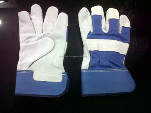 Gants canadiens à rayures indigo blanches Gants de travail en cuir de bovin grain Sécurité industrielle Anti-coupure Anti-impact Anti-chaleur en vrac - Product Image 3