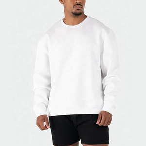 Pull-over personnalisé de haute qualité pour hommes, coupe décontractée, épaules tombantes avec col rond uni, fabriqué en polaire polyester et coton - Product Image 5