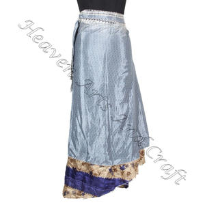 Designer and Stylish Long Sari Silk <b>Wrap</b> <b>Skirt</b> Boho Stylish Multi Color Summer Wear Comfortable Fashion Boho Hippie Free Size - Product Image 2