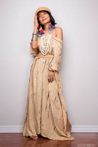 ชุดแม็กซี่เดรสแขนปีกค้างคาวโบฮีเมียนย้อมสีขนาดใหญ่พิเศษชุดชายหาดรีสอร์ท - Product Image 4