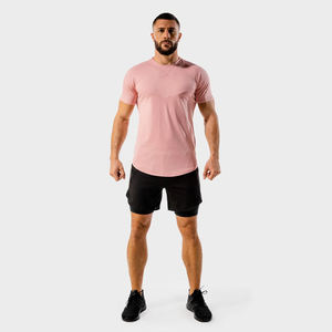 Alta calidad transpirable 2025 Stock correr entrenamiento deporte Fitness Color sólido gimnasio camisetas hombres con estilo - Product Image 4