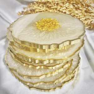 Handmade Luxury Eco-Friendly Resin Coasters Set for Home Decor and Parties Classic Design Unique <b>Epoxy</b> Mats and Pads <b>Table</b> Use - Product Image 1