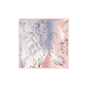 Pañuelo Cuadrado de Seda con Estampado Floral en Rosa Pálido, de Poliéster Twill - Product Image 2