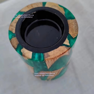 Modern Islamic Incense Burner Epoxy Resin <b>Bakhoor</b> Burner with Wooden Tray <b>Oud</b> Mabkhara for Ramadan Home Decor and Gift - Product Image 1