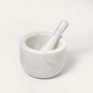 Premium White Marble Mortar & Pestle <b>Set</b> |mHerb, Garlic & Nut Crusher for Cooking & Ayurvedic Use | Durable & Easy to Clean - Product Image 5