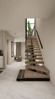 Escaliers flottants CBMMart | Escalier moderne pour maison avec garde-corps invisible et conception de bande de roulement ouverte
