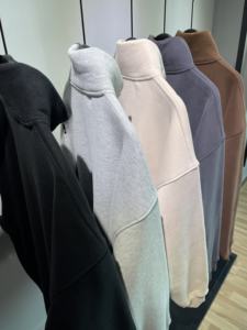 Sweat-shirt zippé en métal à col montant 360g polaire épaissie Logo personnalisé solide Double fermeture éclair Oversize Drop hoodies - Product Image 6