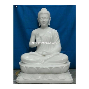 Statue de Bouddha de haute qualité et au design artisanal étonnant en marbre blanc avec une finition soignée pour la maison et le temple - Product Image 1