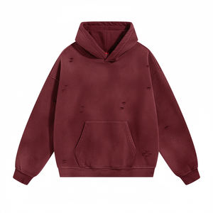 Sudadera con Capucha Informal para Hombre, Estilo Urbano, Tejido Transpirable, Detalles Desgastados, Logotipo Frontal Desgastado, Corte Holgado, Talla XXS - Product Image 3