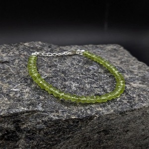 LUSTRE LD Natural Peridot Gemstone <b>Bracelet</b> 925 <b>Sterling</b> <b>Silver</b> Gold/<b>Silver</b> Plated Vintage Style Faceted Rondelle Fine <b>Beaded</b> - Product Image 5