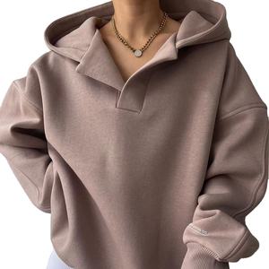 Oem Drop Shoulder Heavyweight 100% algodón de gran tamaño sudaderas con capucha de mujer de manga larga con estampado de letras sudaderas con capucha para mujer - Product Image 1