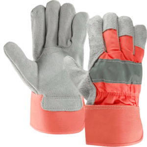 Premium Heavy-Duty Fluorescent <b>Rigger</b> Work <b>Gloves</b> Canadian Fire Proof Cowhide Split Leather Cotton Fabric Safety <b>Gloves</b> Abrasion - Product Image 5