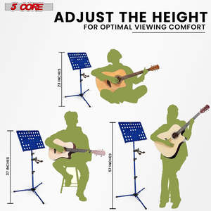 Support de musique 5-en-1 réglable pour bureau, porte-partitions portable, support de livre pliable tout en métal - Product Image 2