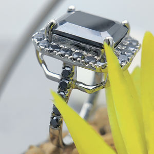 Bague solitaire de fiançailles Moissanite de luxe en or blanc 10 carats pour femmes élégantes bijoux de mariage émeraude princesse Moissanite - Product Image 6