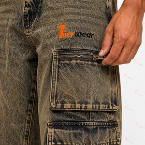 Pantalon cargo en jean personnalisé pour homme – Vente en gros – Jean utilitaire multi-poches de qualité supérieure – Coupe slim décontractée – Tenue de travail décontractée – Denim streetwear - Product Image 6
