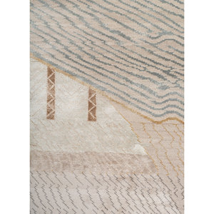 Tapis Manchaha en laine et soie de bambou noué à la main, ivoire, 10 mm d'épaisseur, motif géométrique abstrait, pour la maison, le couloir, modèle rectangulaire - Les-2694 - Product Image 3