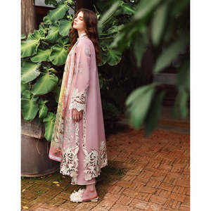 MUSHQ 3-PC Lawn Embroidered Chiffon Shirt with <b>Silk</b> Printed Dupatta and <b>Trousers</b> for Spring/Summer BIC-4901 Collection - Product Image 5