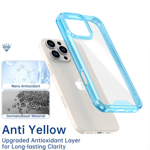 Coques de téléphone portable transparentes en acrylique transparent mince pour <span class=keywords><strong>iPhone</strong></span> 17 Air 16 15 Pro Max TPU Edge Anti couverture arrière jaune - Product Image 4