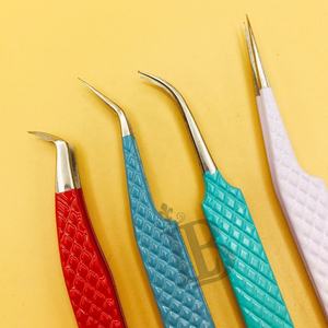 Nouvelles pinces à épiler isolantes pour extensions de cils en vison, pinces à épiler courbées pour cils, en acier inoxydable durable, offres avec logo - Product Image 2