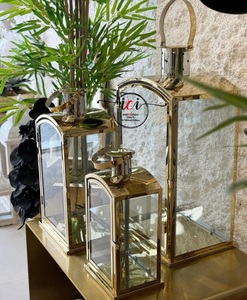 Lanterne de sol élégante au fini or Décoration de table au design unique pour les fêtes du Ramadan Eid Hajj Nouvelle vaisselle de fête décorative - Product Image 4