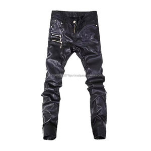 Pantalones de Cuero para Hombre, Estilo Motero, Corte Recto, Cintura Media, Resistentes al Viento, Diseño Ecológico para una Moda Urbana Versátil - Product Image 4