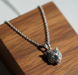 925 <b>Silver</b> Rhodium Link <b>Chain</b> <b>Necklace</b> with Daily Wear Lion Cat Animal Pendant Gold Plated Trending Fashion Gift <b>for</b> <b>Men</b> Women - Product Image 6