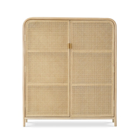Meuble de rangement à chaussures convertible Mark Modern en bois massif, MDF et fer, trois étagères, finition naturelle, pour salon, meubles de maison