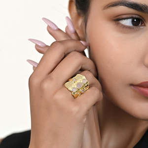 Athens Classic Gold-Plated Brass <b>Adjustable</b> Hypoallergenic <b>Ring</b> Fine Quality Fashion Jewelry Rose Quartz Bezel Setting Gift - Product Image 2