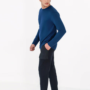 เสื้อยืดแขนยาวคอกลมแขนยาวสำหรับผู้ชายเสื้อยืดผ้าฝ้าย100% สำหรับผู้ชายขายส่ง - Product Image 5