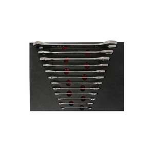 Jeu de clés à cliquet métriques à double extrémité de 12 pièces, 6x7-30x32, finition chromée, acier au carbone, boîte industrielle - Product Image 2