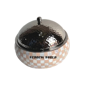 Leather Finished designer Metal Hotpot Premium Quality Handmade Casserole Classic Stylish New Metal <b>Food</b> <b>Warmer</b> - Product Image 3