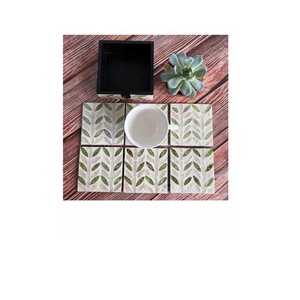 Dessous de verre moderne en forme de fleur, feuille, nacre, lot de 6 avec support pour thé, café et boisson, protection contre la chaleur, vaisselle froide - Product Image 3
