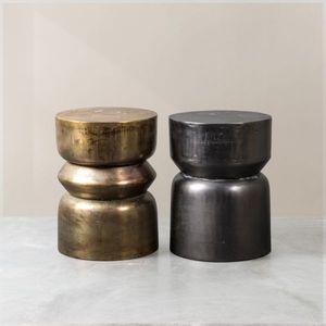 Taburete lateral de hierro moderno, diseño único, parte superior redonda, sofá hecho a mano, taburete, consola con incrustaciones de hueso para sala de estar y dormitorio - Product Image 3